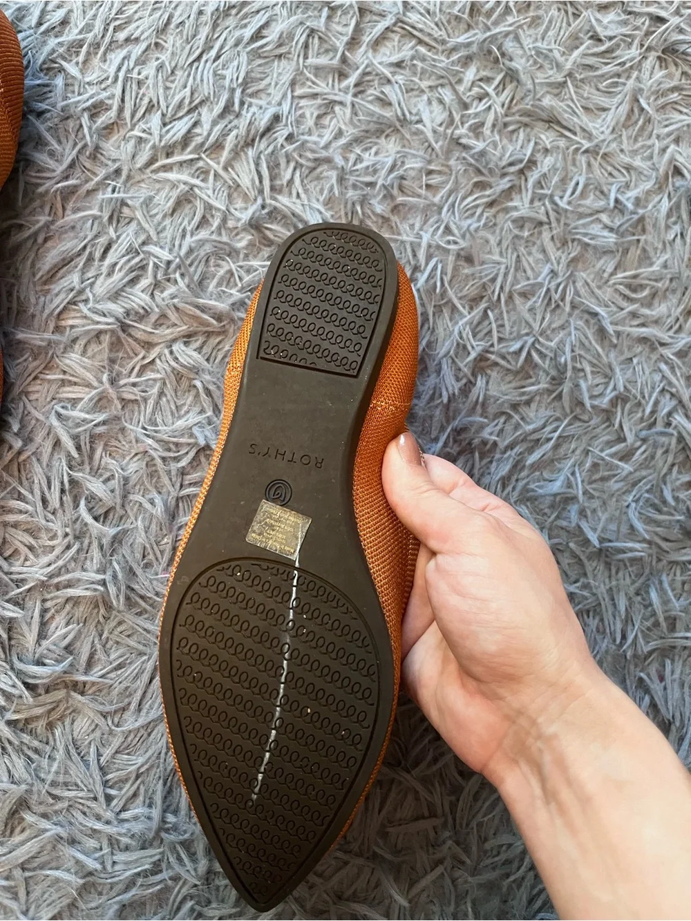 Rothy's Women's Pointed Knit Flats in Rust Orange Size 10